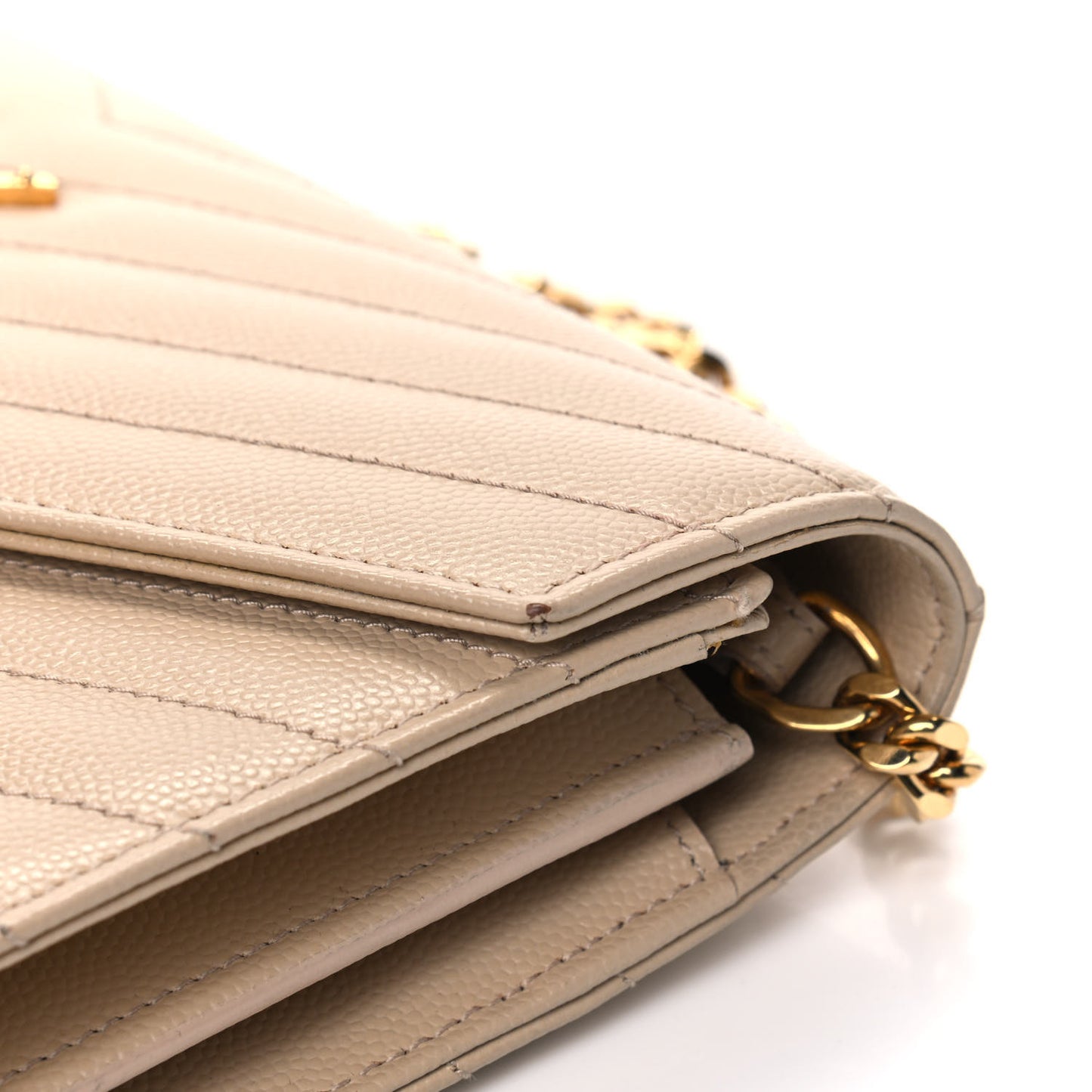 Grain De Poudre Matelasse Chevron Monogram Chain Wallet Nude Powder