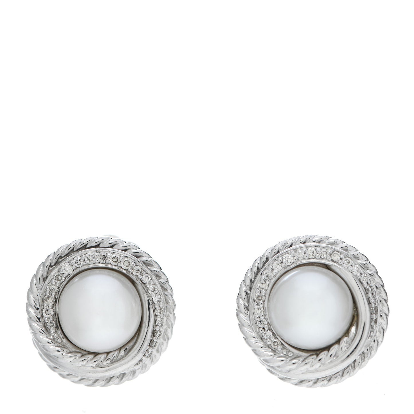 Sterling Silver Diamond Freshwater Pearl Crossover Earrings