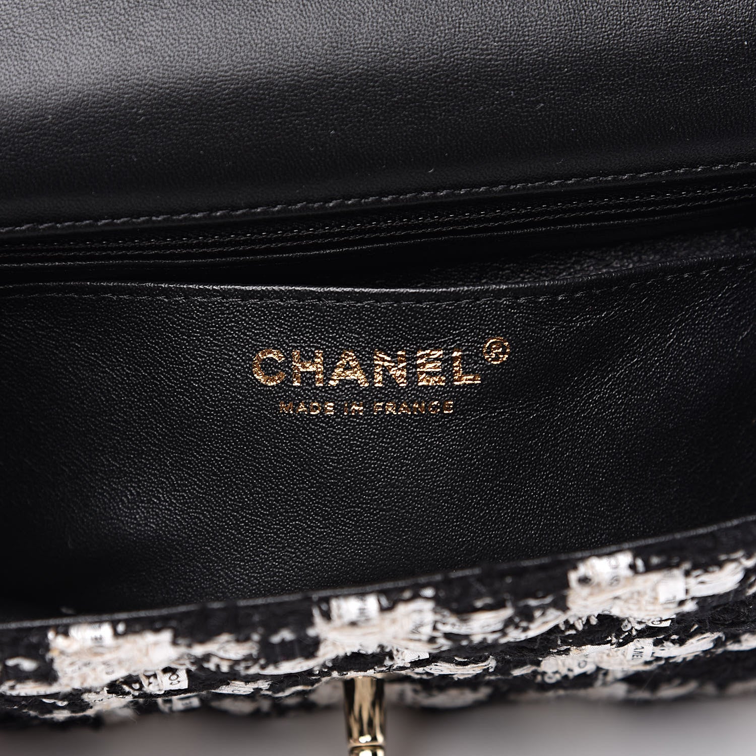 Chanel Tweed Quilted Mini Rectangular Flap Black Ecru White 6 of 12