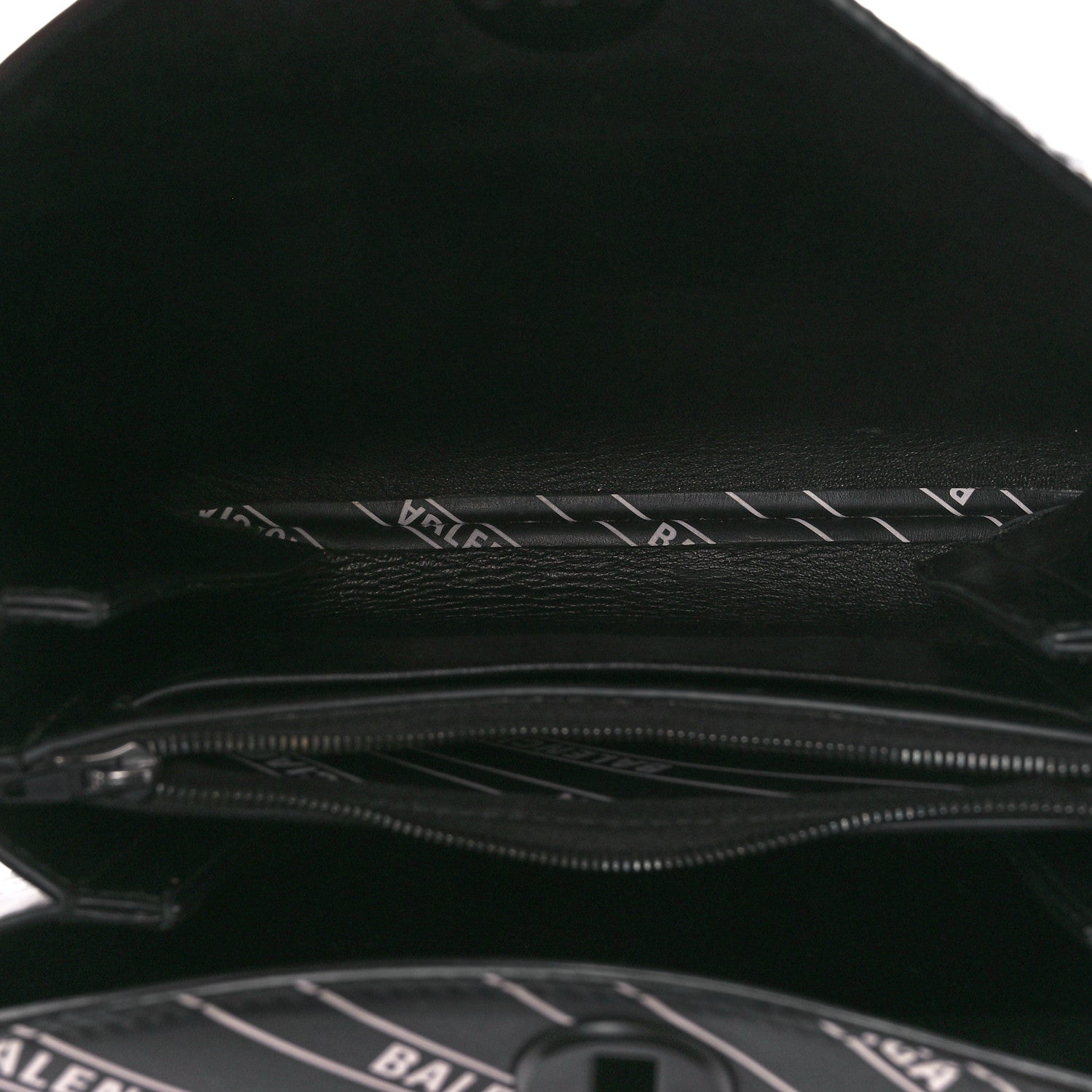 Balenciaga Calfskin Diagonal Allover Logo Print S Flap Bag Black White 5 of 11