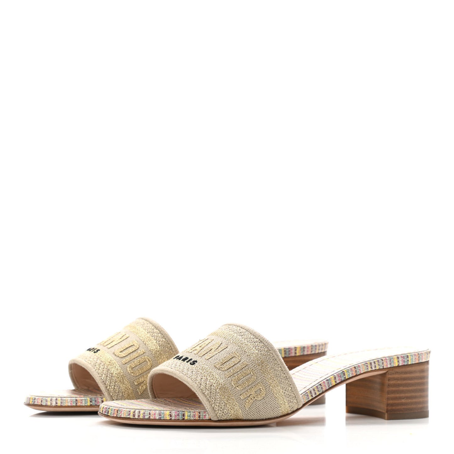 Lurex Romance Embroidered Dway 40mm Slide Sandals 35 Metal Multicolor