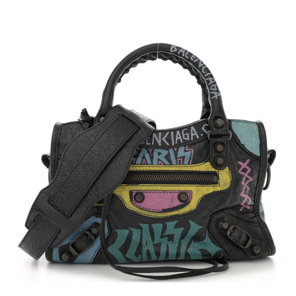 Balenciaga Agneau Arena Graffiti All Over Classic Hardware Mini City Black Multicolor 1 of 12
