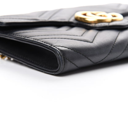 Gucci Calfskin Matelasse Mini GG Marmont Chain Wallet Black 13 of 15
