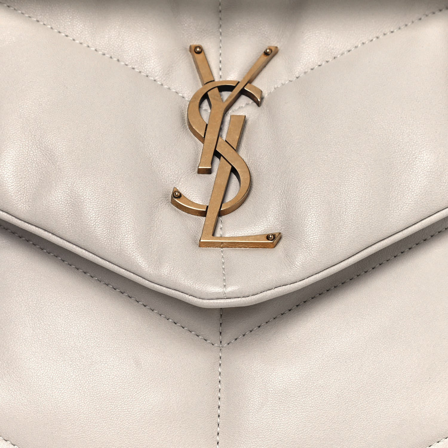 Saint Laurent Lambskin Quilted Medium Loulou Puffer Monogram Chain Satchel Crema Soft 8 of 12