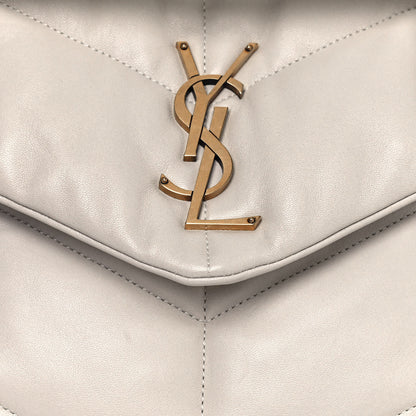 Saint Laurent Lambskin Quilted Medium Loulou Puffer Monogram Chain Satchel Crema Soft 8 of 12