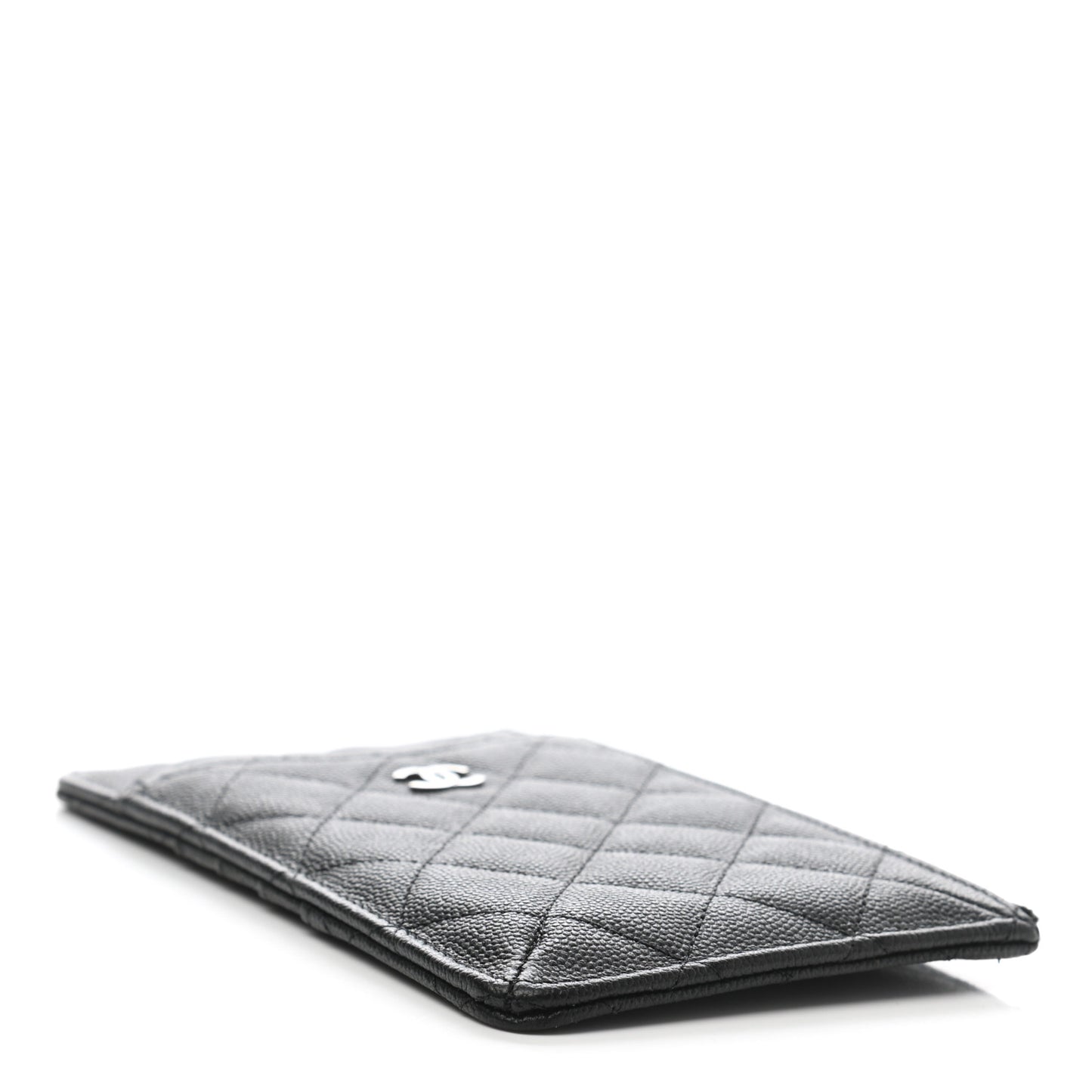 Caviar Quilted Classic Flat Wallet Pouch Black