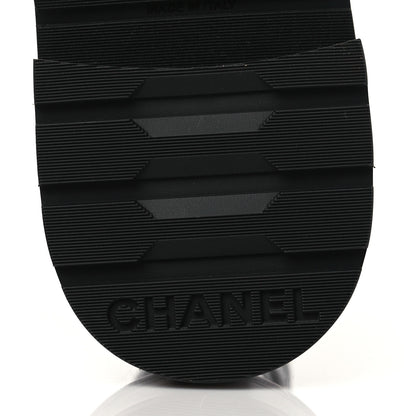 Chanel Shiny Calfskin Quilted Lace Up Combat Boots 37.5 Black 6 of 9