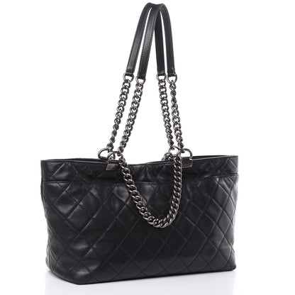 Chanel Calfskin Quilted Small Shopping In Chains Tote Black 3 of 15