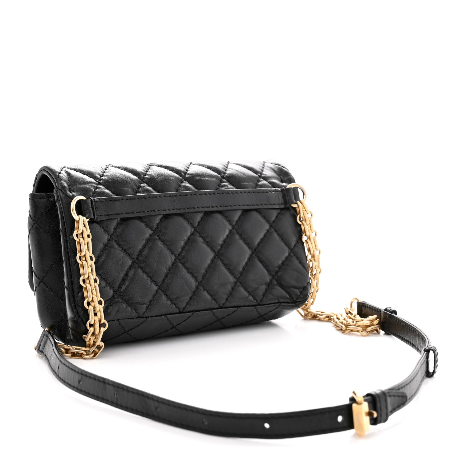 Chanel Aged Calfskin Quilted 2.55 Reissue Chain Waist Bag Black 3 of 11