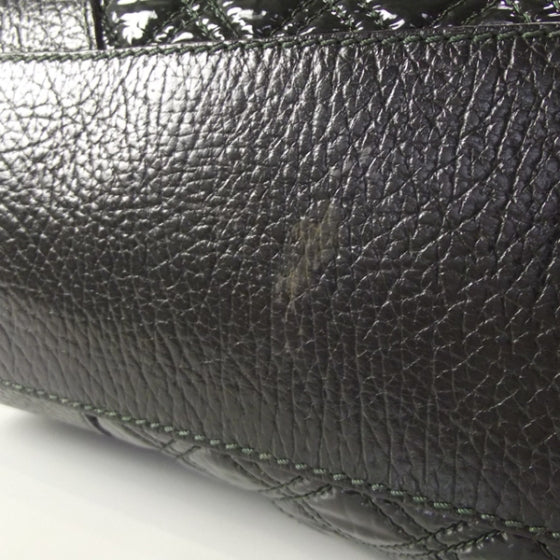 Patent Quilted N/S Swagger Tote Forest Green