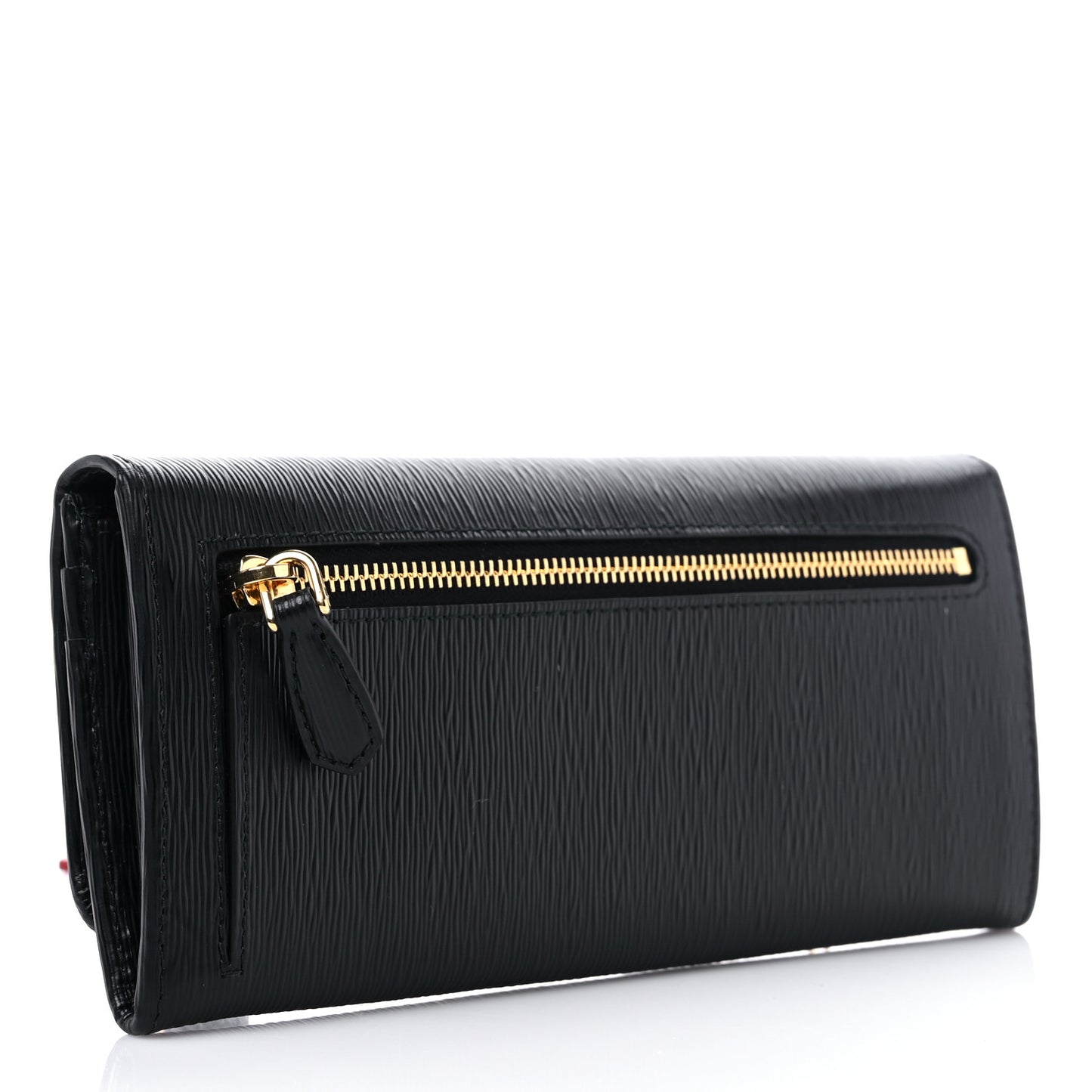 Vitello Move Bi-Color Continental Flap Travel Wallet Black Lacca
