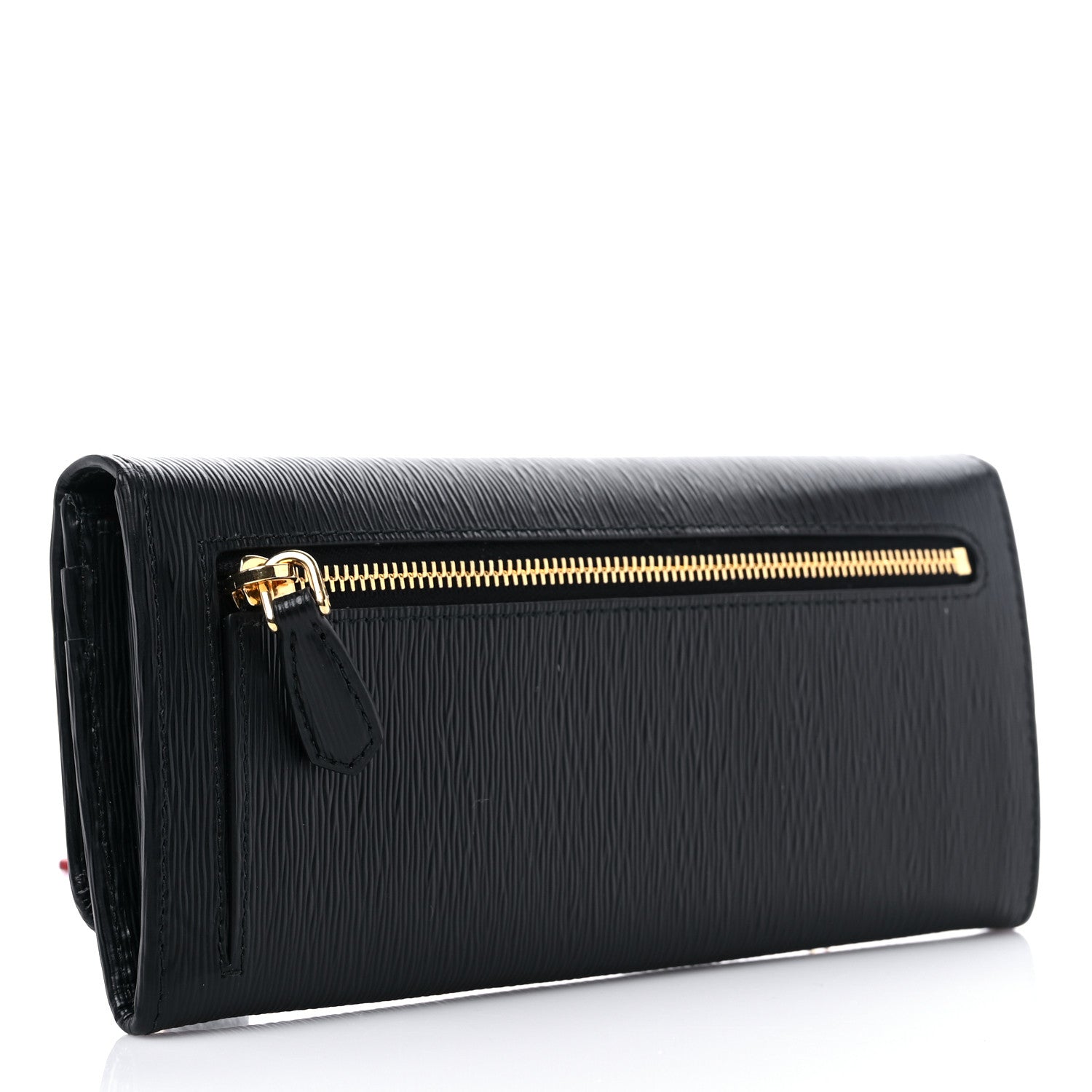 Prada Vitello Move Bi-Color Continental Flap Travel Wallet Black Lacca 4 of 10