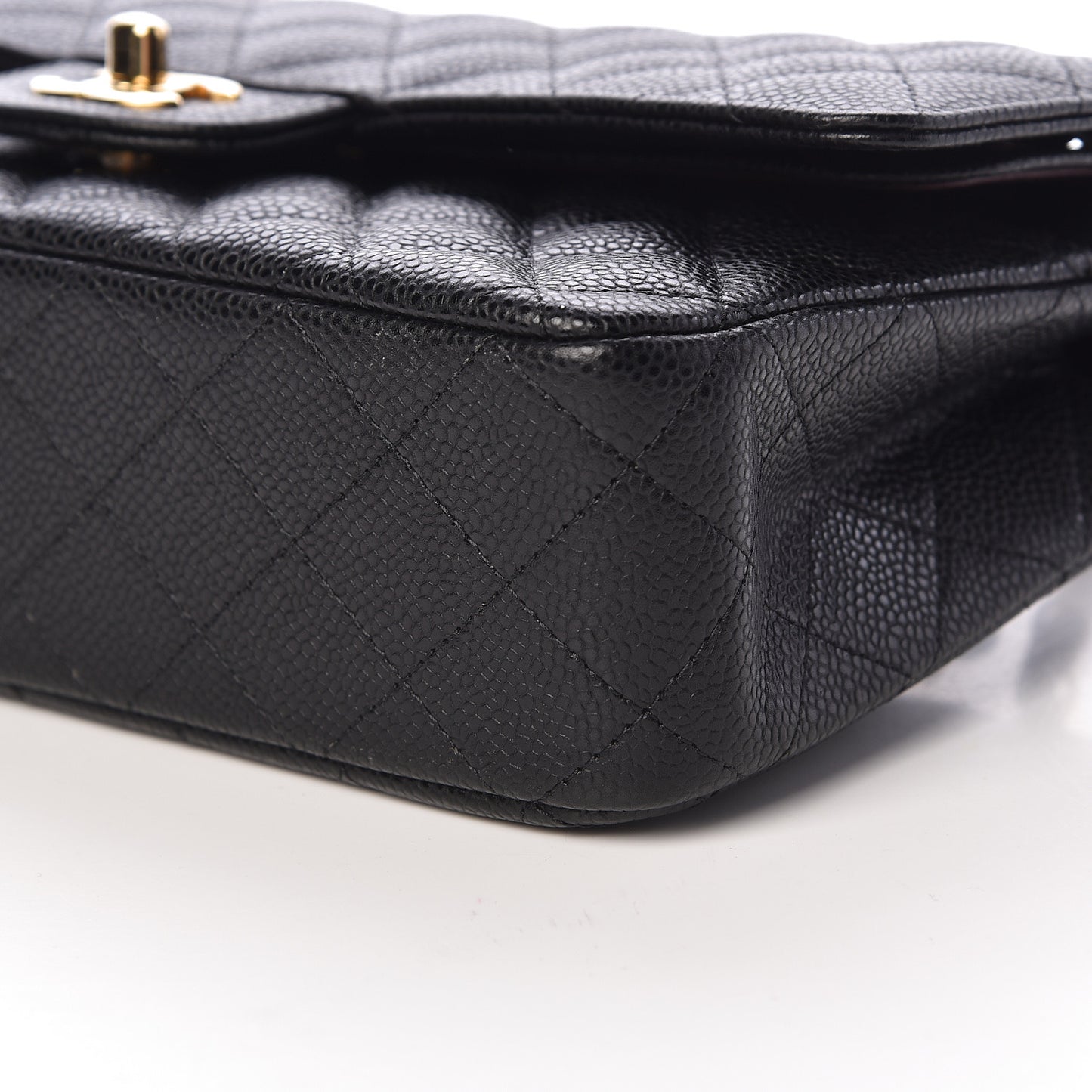 Caviar Quilted Medium Double Flap Black