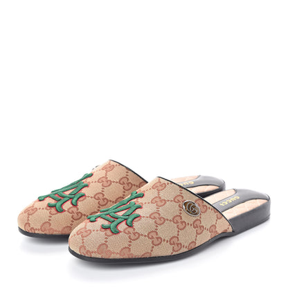 Gucci X MLB GG Monogram LA Dodgers Embroidered Womens GG Slippers 37 Beige Ruggine 3 of 7