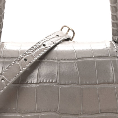 Balenciaga Shiny Calfskin Crocodile Embossed Small Hourglass Top Handle Bag Balenciaga Grey 7 of 9