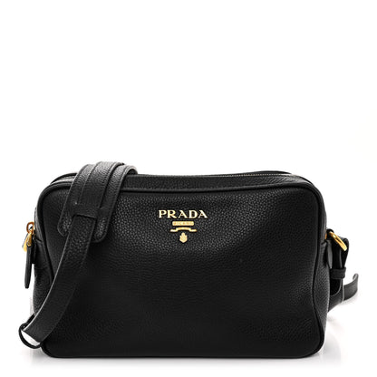 Prada Vitello Daino Medium Double Zip Shoulder Bag Black 1 of 12