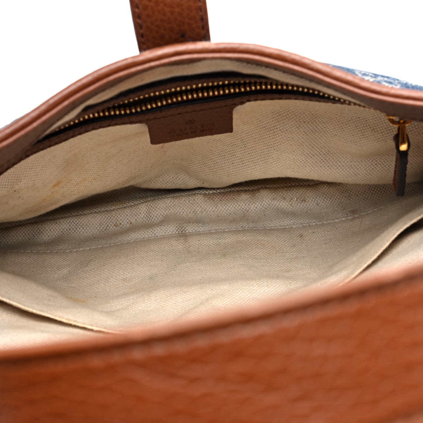 New Denim GG Monogram Calfskin Small Jackie 1961 Hobo Blue Tea Cuir
