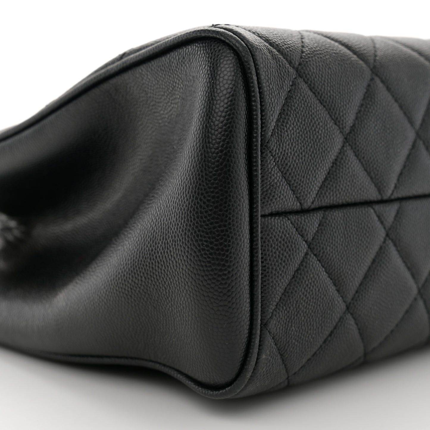 Caviar Quilted In Out Flap Shopping Tote Black