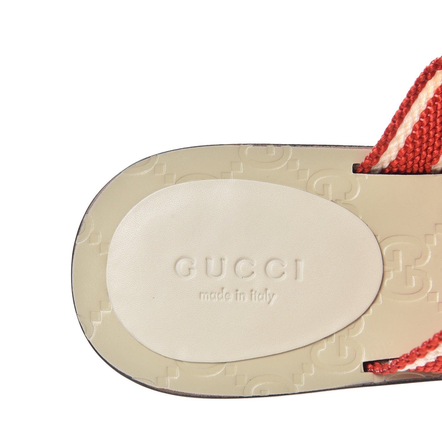 Gucci Guccissima Web Interlocking G Womens Thong Sandals 35.5 Mystic White Tabasco Red 8 of 10