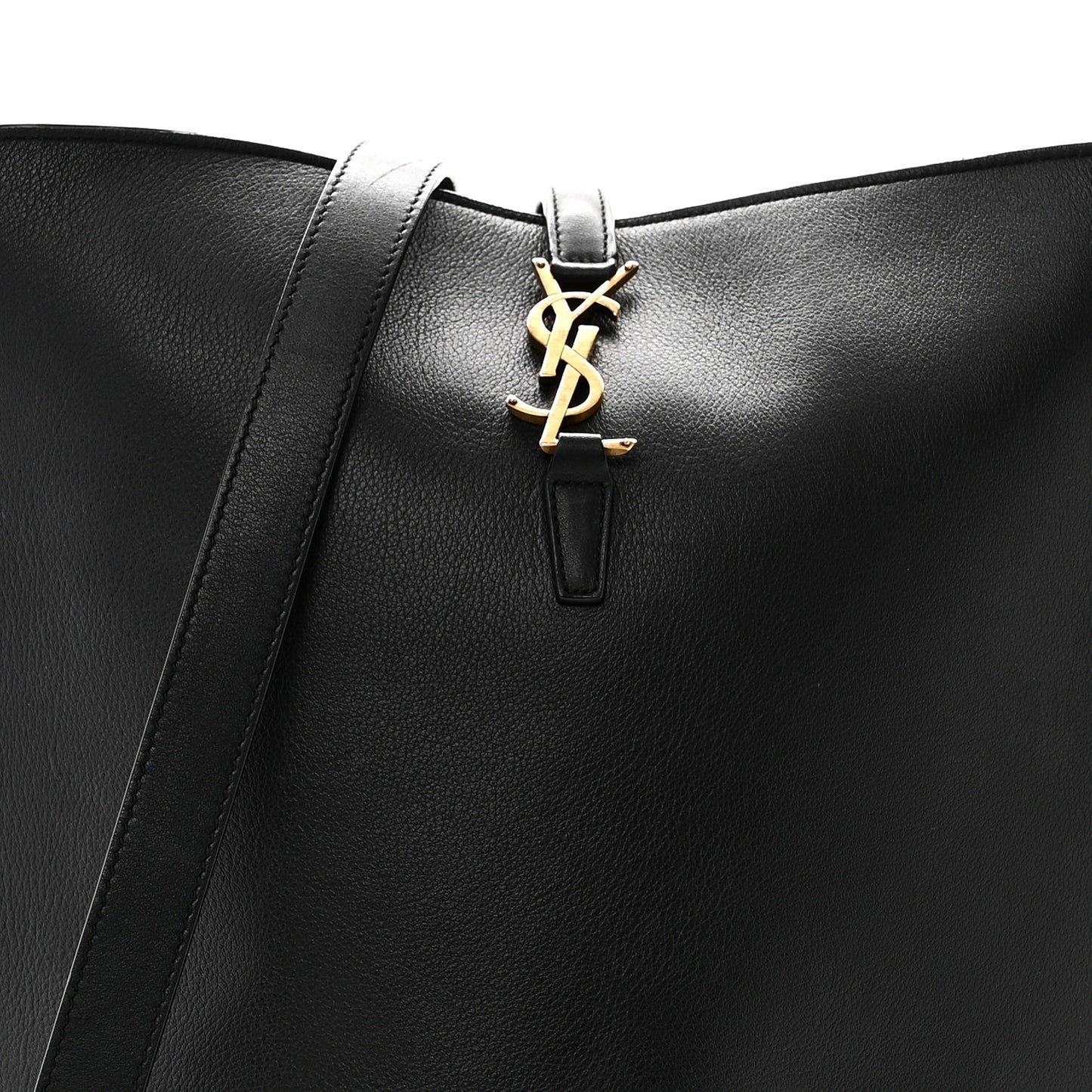 Shiny Calfskin Le 37 Long Bucket Bag Black