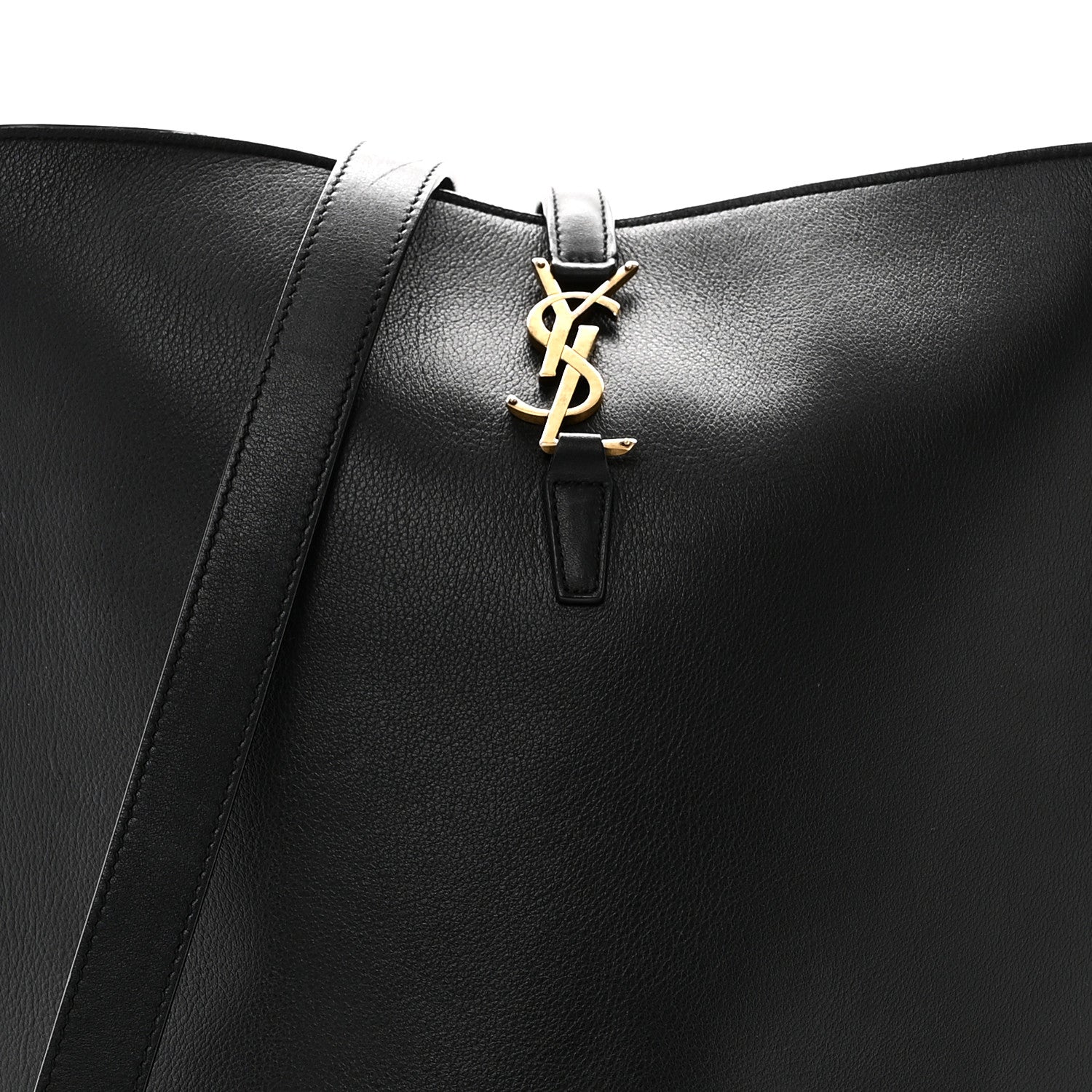 Saint Laurent Shiny Calfskin Le 37 Long Bucket Bag Black 9 of 11