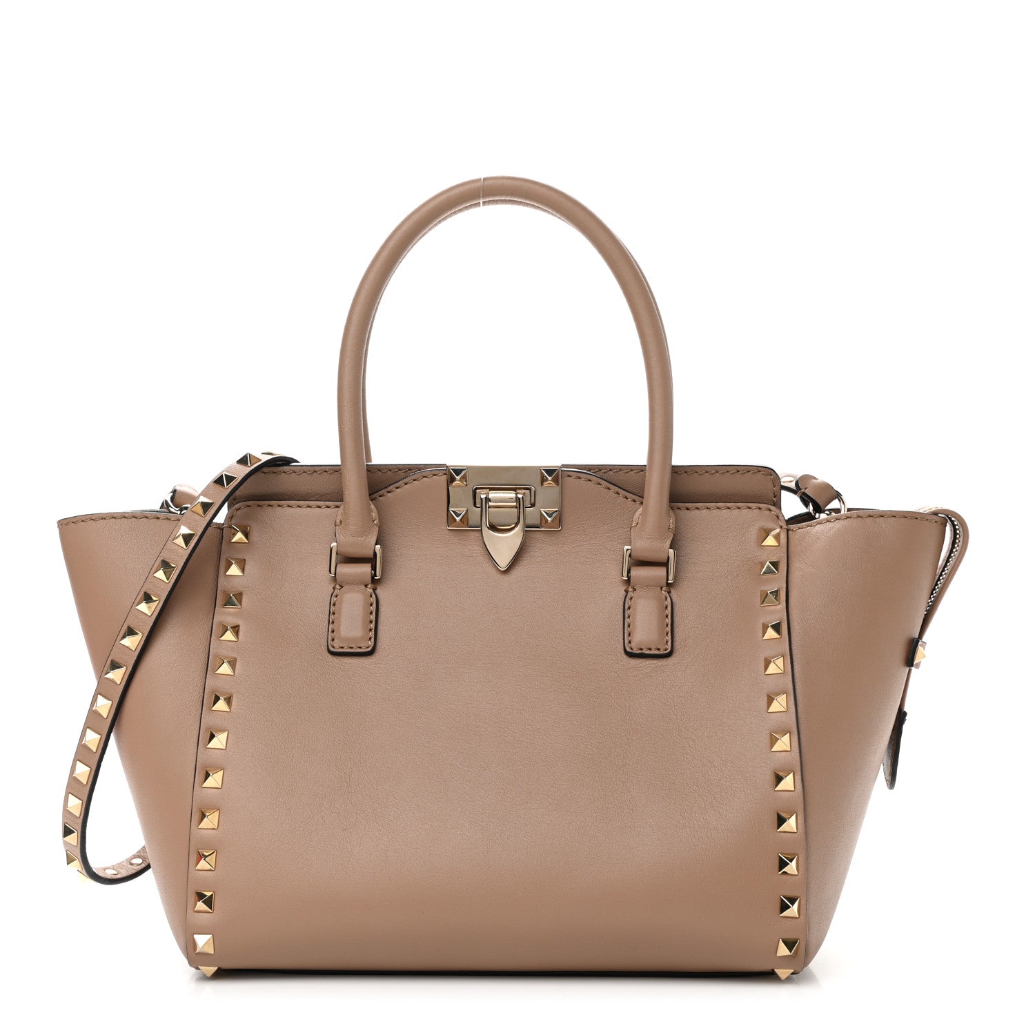 Valentino Garavani Vitello Small Rockstud Double Handle Tote Alpaca 1 of 12