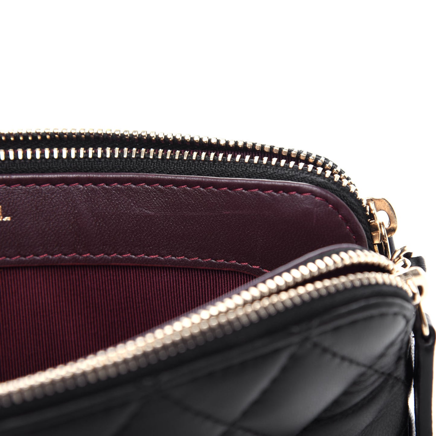 Lambskin Quilted Small Clutch With Chain Black