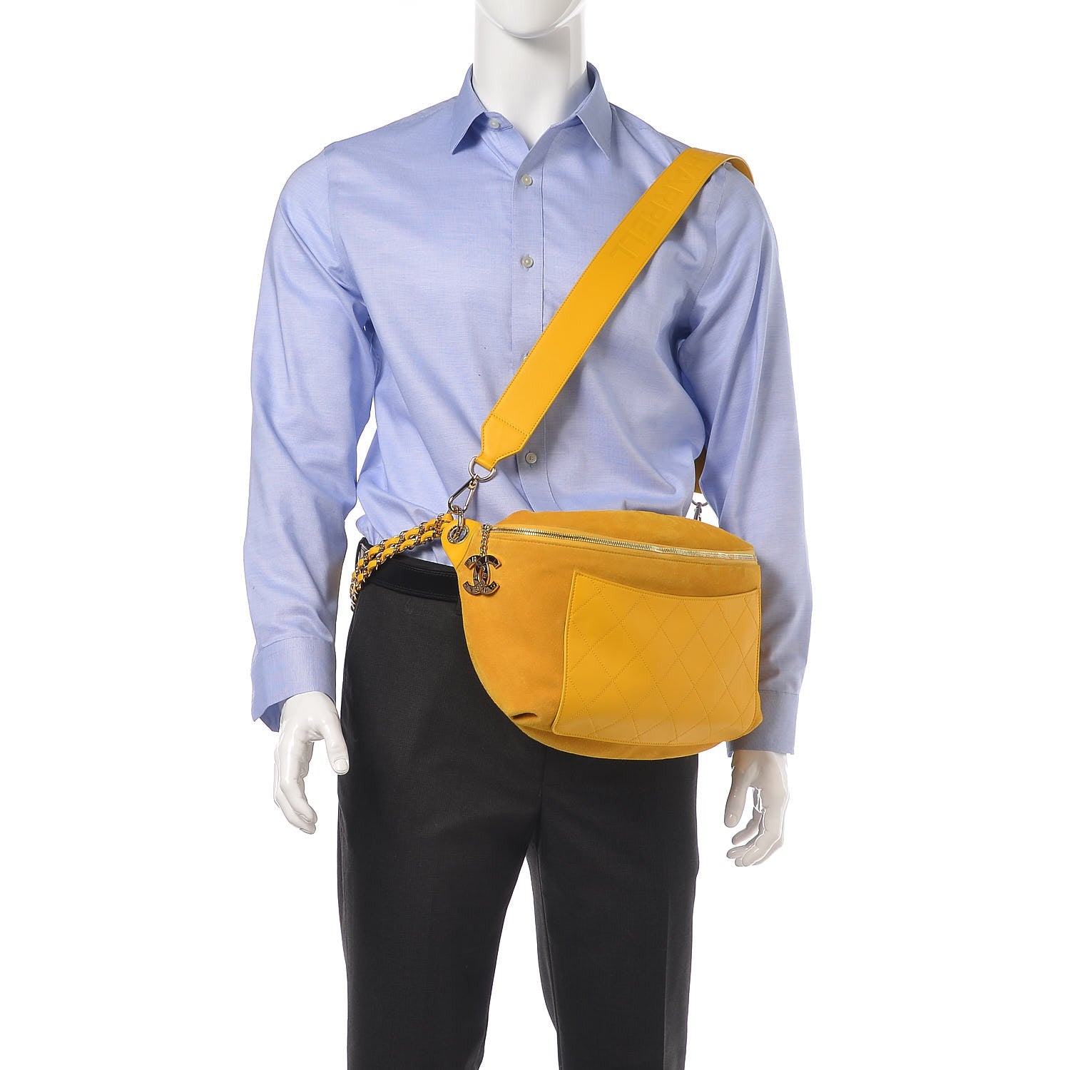 Chanel X PHARRELL WILLIAMS Suede Lambskin Oversized Waist Belt Bag Jaune Yellow 2 of 15