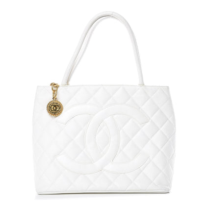 Chanel Caviar Quilted Medallion Tote White 1 of 19