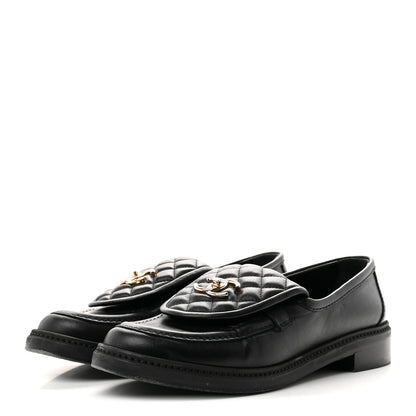 Chanel Lambskin Quilted CC Turnlock Loafers 40 Black 4 of 9