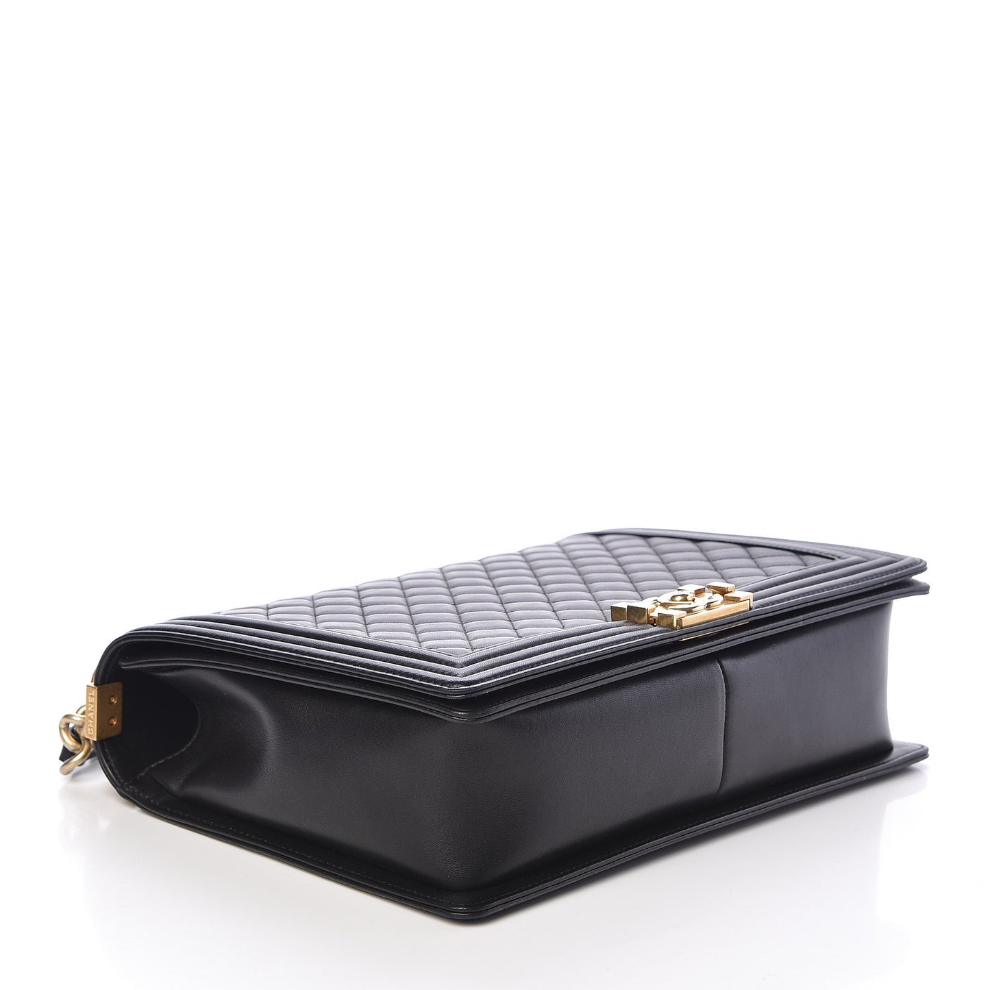 Lambskin Quilted Large Boy Flap Black