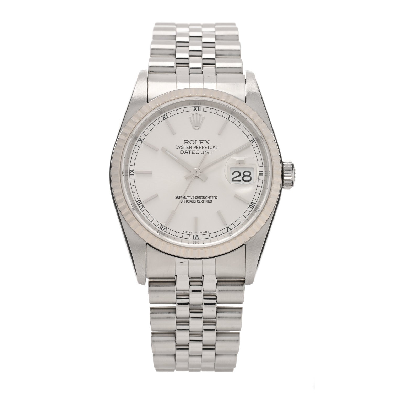Rolex Stainless Steel 18K White Gold 36mm Oyster Perpetual Datejust Watch Silver 1 of 4