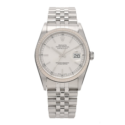 Rolex Stainless Steel 18K White Gold 36mm Oyster Perpetual Datejust Watch Silver 1 of 4