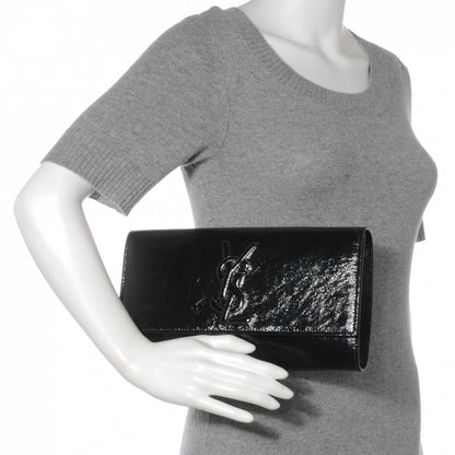 Saint Laurent Textured Patent Monogram Large Belle De Jour Clutch Black 2 of 7