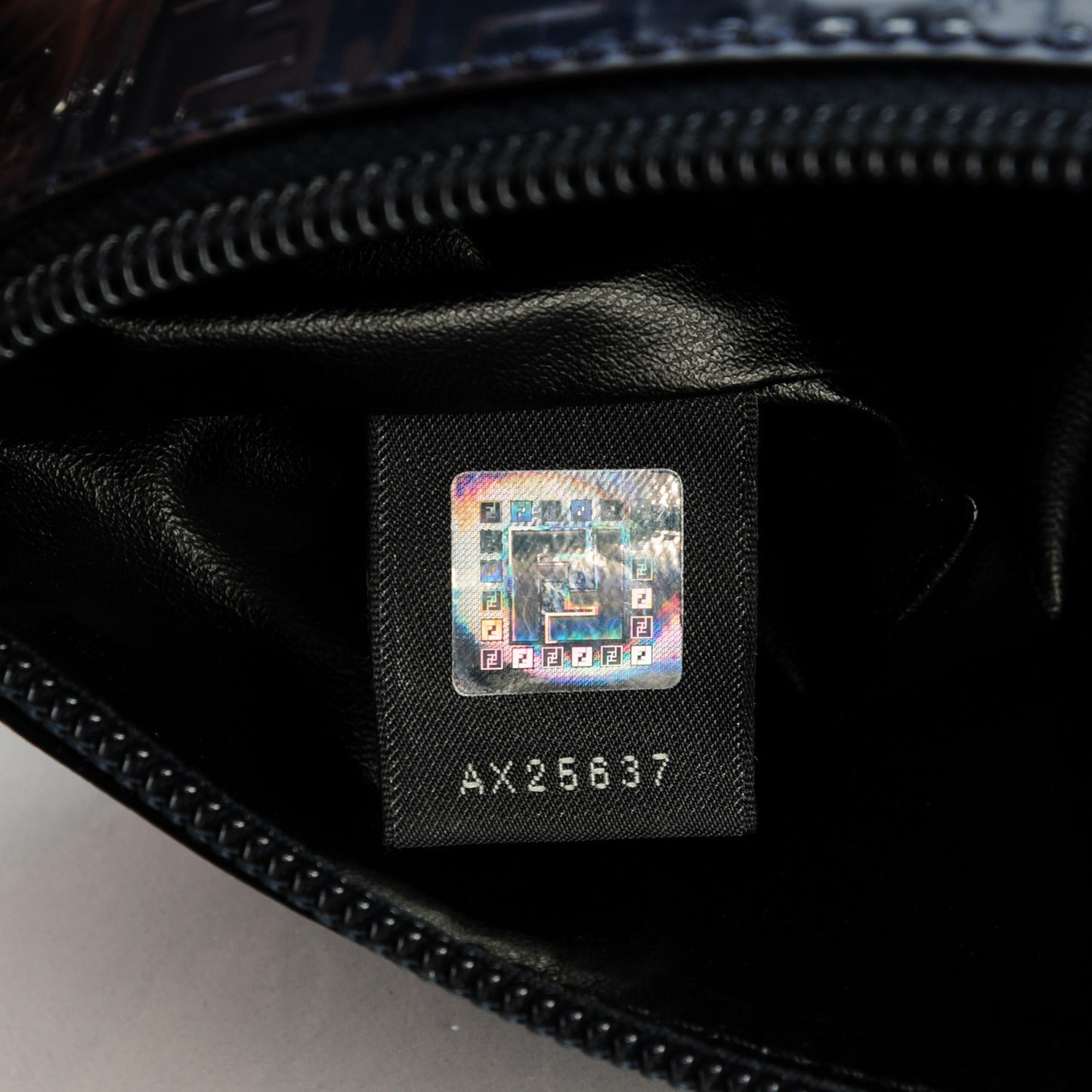 Patent FF Embossed Large Cosmetic Pouch Navy