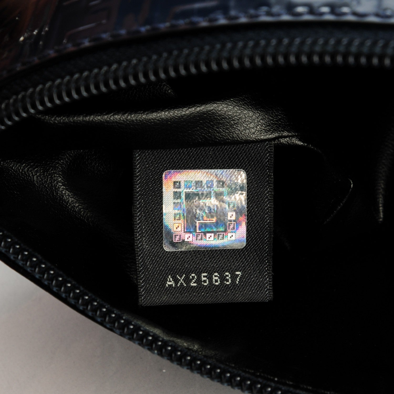 Fendi Patent FF Embossed Large Cosmetic Pouch Navy 8 of 8