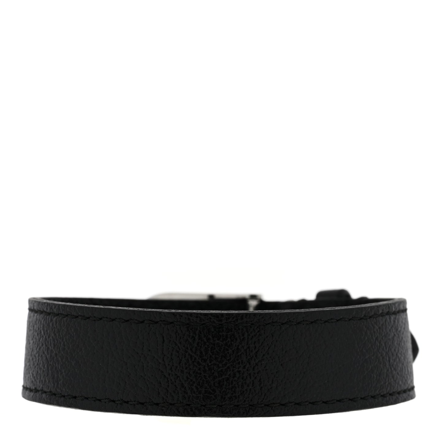 Stainless Steel 18K Yellow Gold Leather Interlocking G Buckle Bracelet Black