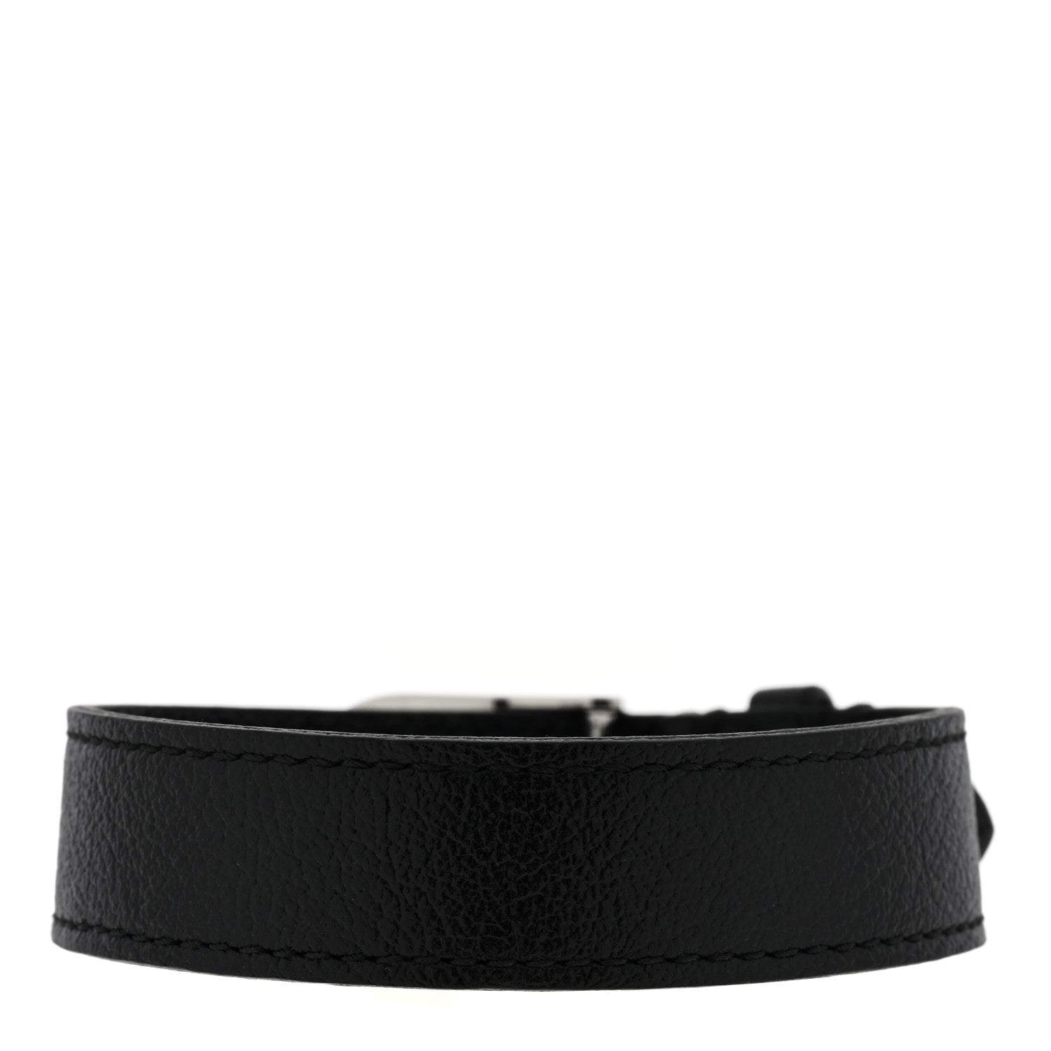 Gucci Stainless Steel 18K Yellow Gold Leather Interlocking G Buckle Bracelet Black 2 of 4