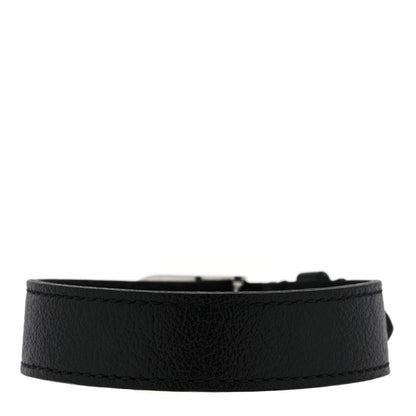 Gucci Stainless Steel 18K Yellow Gold Leather Interlocking G Buckle Bracelet Black 2 of 4
