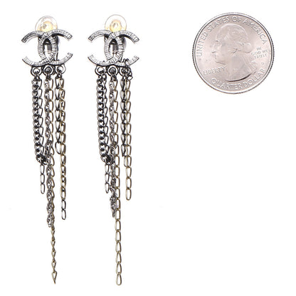 Chanel Ruthenium Chain CC Drop Clip On Earrings 2 of 4