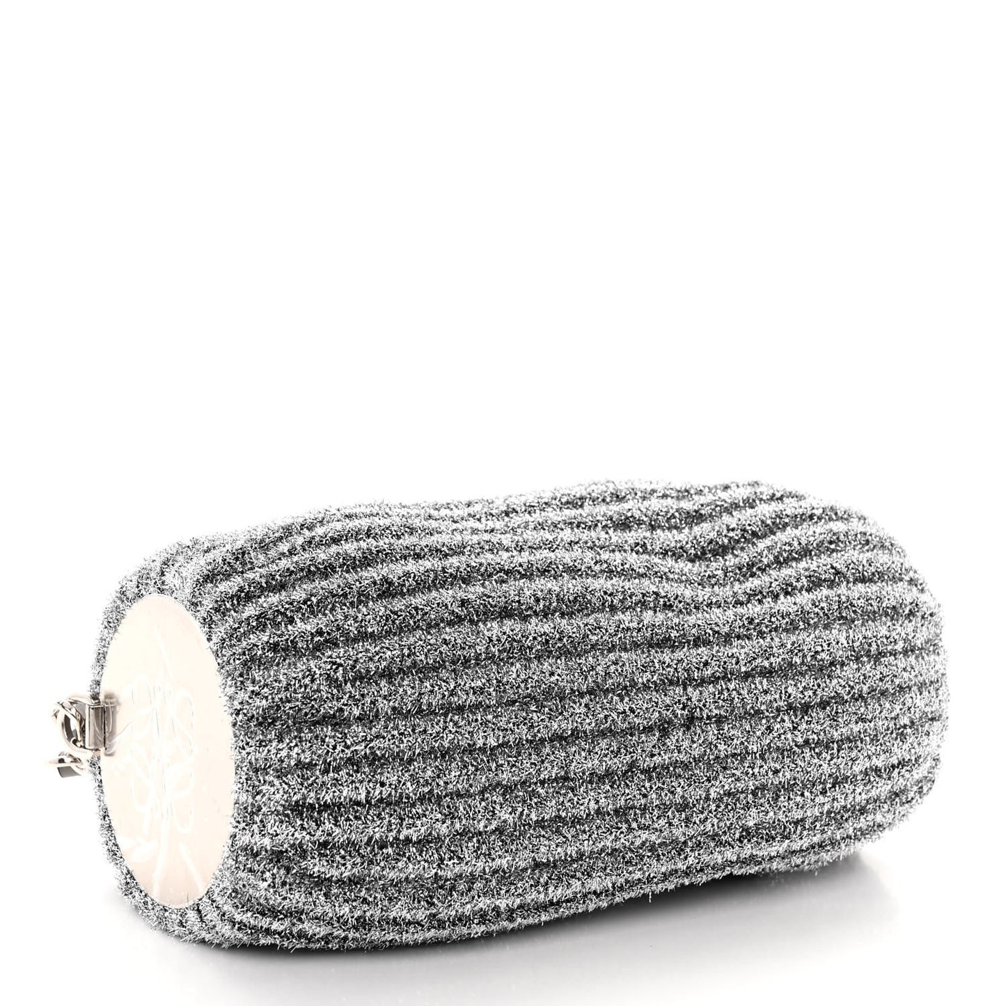 Metallic Lurex Pleated Bracelet Pouch Shoulder Bag Silver