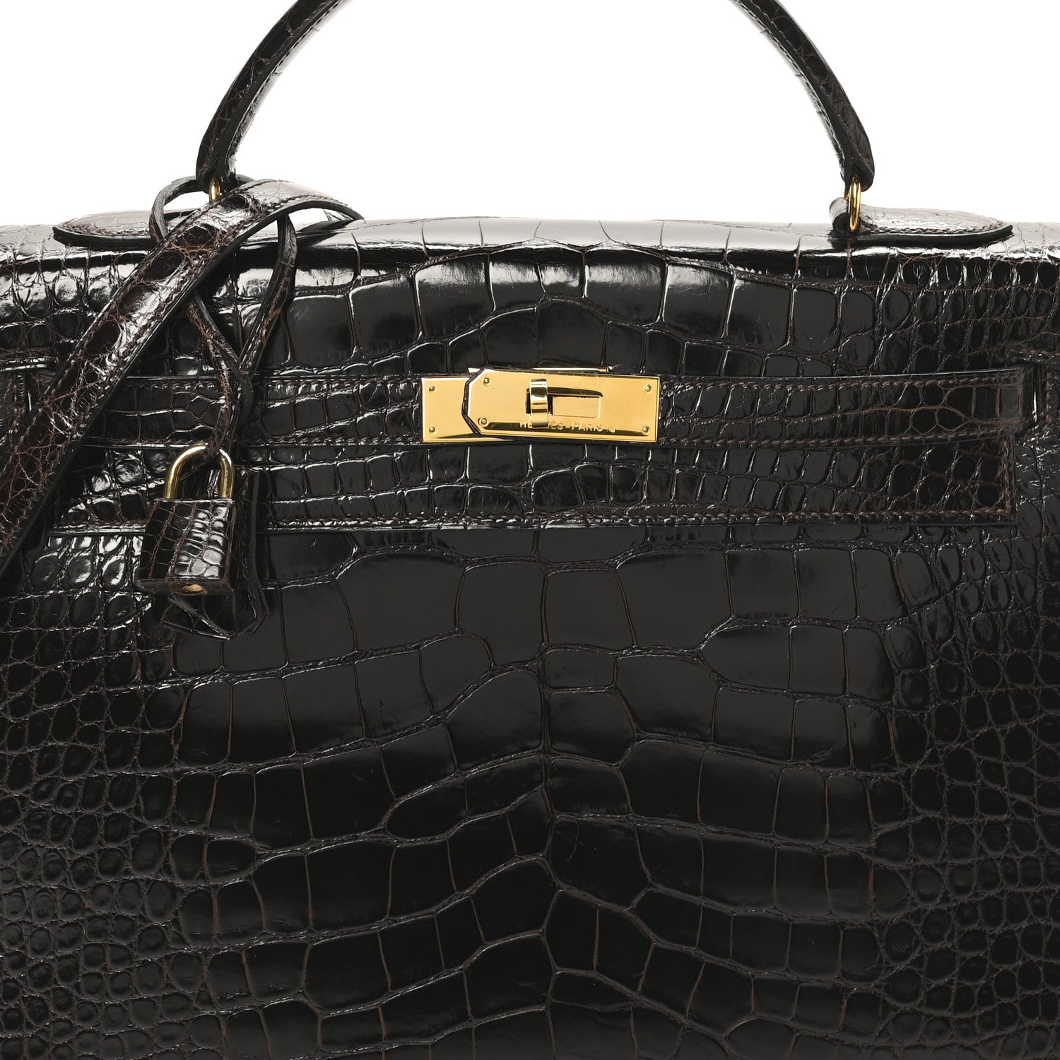 Hermes Shiny Alligator Kelly Sellier 32 Havane 8 of 10