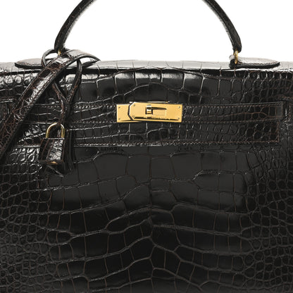 Hermes Shiny Alligator Kelly Sellier 32 Havane 8 of 10