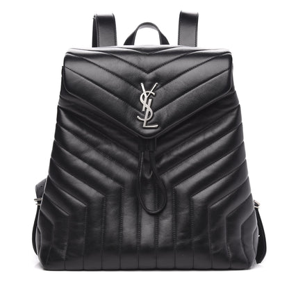 Saint Laurent Calfskin Y Quilted Monogram Medium Loulou Backpack Black 1 of 11