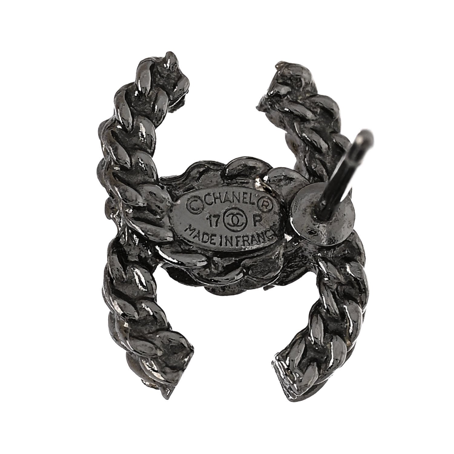 Chanel Crystal CC Earrings Ruthenium 4 of 5