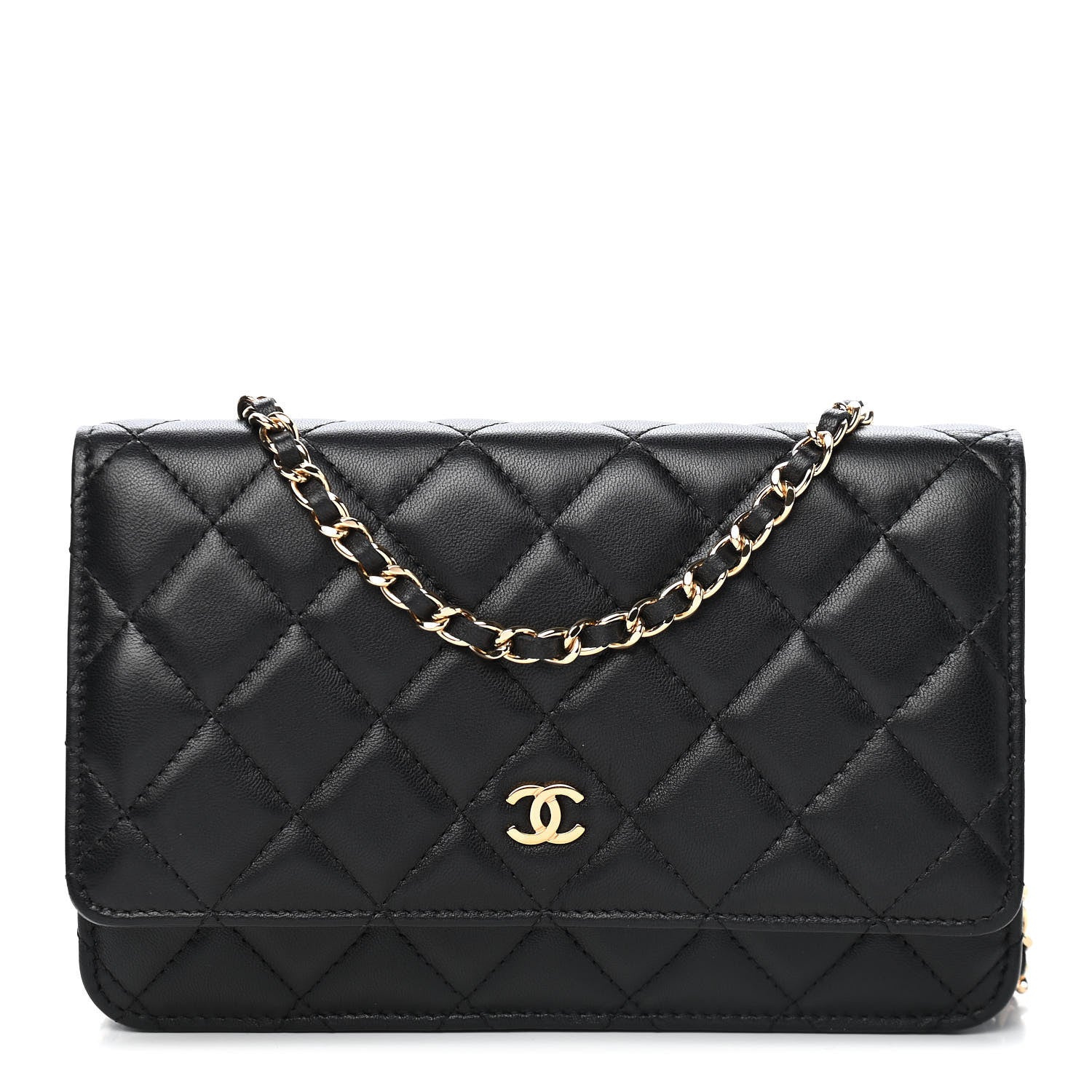 Chanel Lambskin Quilted Wallet On Chain WOC Black 1 of 10