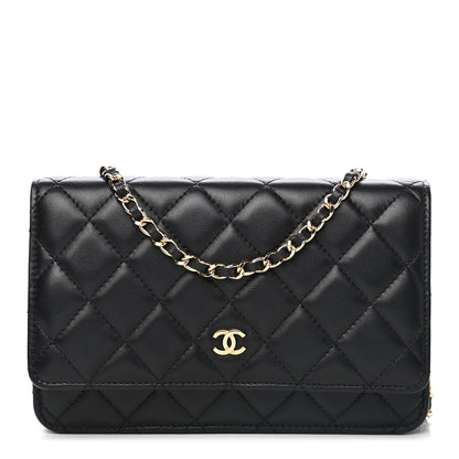 Chanel Lambskin Quilted Wallet On Chain WOC Black 1 of 10