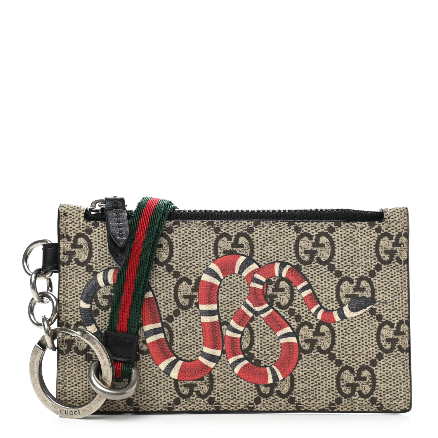 Gucci GG Supreme Monogram Kingsnake Lanyard Coin Case Card Holder 1 of 7