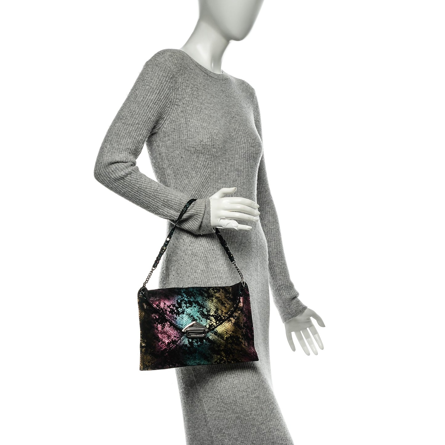 Metallic Snakeskin Effect Envelope Clutch