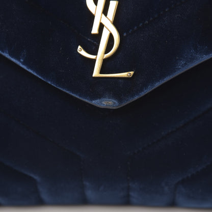Saint Laurent Velvet Y Quilted Monogram Small Loulou Chain Satchel Medium Blue 8 of 11